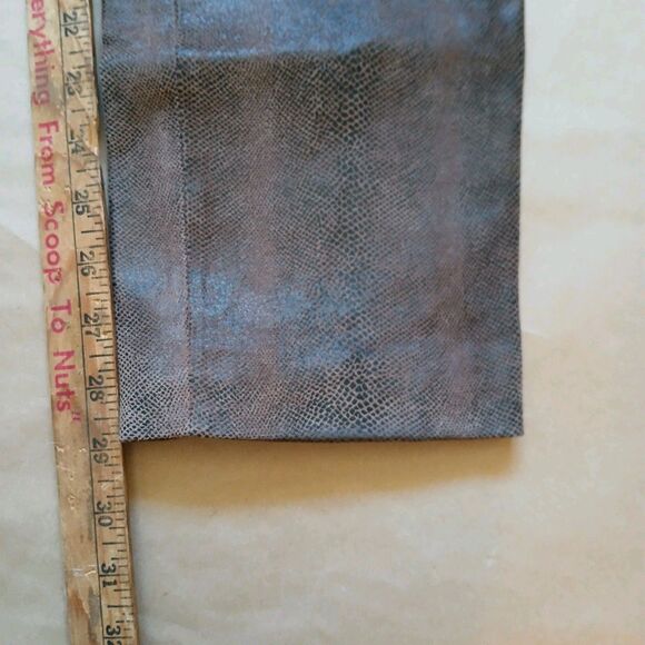 Vintage 90s Valerie Stevens Genuine Brown Leather Snakeskin Pants Size 4 Lined - Picture 6 of 8
